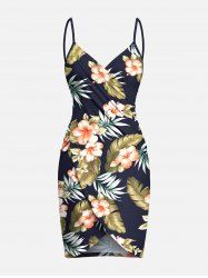 Plus Size Tropical Leaf Hibiscus Flower Print Hawaii Convertible Beach Cover Up -  