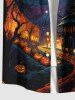 Halloween Pumpkin Lantern Bat Moon Print Plus Size Matching Outfit For Couples -  