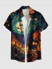 Halloween Pumpkin Lantern Bat Moon Print Plus Size Matching Outfit For Couples -  