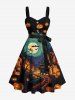 Halloween Pumpkin Lantern Bat Moon Print Plus Size Matching Outfit For Couples -  