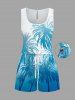 Matching Hawaii Shirt and Romper Plus Size Beach Outfit Coconut Tree Ombre Colorblock Printed for Couples -  