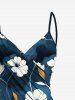 Tenue de plage hawaïenne assortie grande taille à imprimé ombré de fleurs et de feuilles d'hibiscus pour couples - Bleu 
