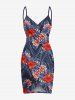 Tropical Leaf Hibiscus Flower Print Plus Size Matching Hawaii Beach Outfit For Couples -  