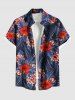 Tropical Leaf Hibiscus Flower Print Plus Size Matching Hawaii Beach Outfit For Couples -  