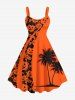 Halloween Pumpkin Coconut Tree Print Plus Size Matching Outfit For Couples -  