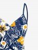 Plus Size Tropical Leaf Hibiscus Flower Print Hawaii Convertible Beach Cover Up -  