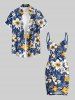 Plus Size Tropical Leaf Hibiscus Flower Print Hawaii Convertible Beach Cover Up -  