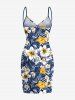 Plus Size Tropical Leaf Hibiscus Flower Print Hawaii Convertible Beach Cover Up -  