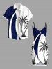 Plus Size Coconut Tree Colorblock Print Convertible Hawaii Beach Cover -  