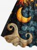 Plus Size Sun Moon Star Cloud Galaxy Print A Line Tank Dress -  