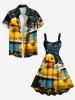 Plus Size Cute Duck Bathtub Print Hawaii A Line Tank Dress -  