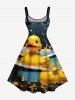 Robe débardeur trapèze hawaïenne grande taille à imprimé canard mignon - Jaune 5X