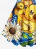 Plus Size Cute Duck Flower Sea Waves Print Hawaii A Line Tank Dress -  