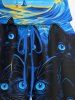 Plus Size Cat Sea Waves Painting Galaxy Print Hawaii Drawstring Pocket Romper -  