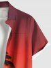 Chemise hawaïenne grande taille à imprimé ombré et cocotiers, avec poches et boutons, pour homme - Orange 4XL
