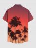 Chemise hawaïenne grande taille à imprimé ombré et cocotiers, avec poches et boutons, pour homme - Orange 4XL