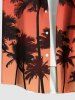 Plus Size Coconut Tree Dip Dye Ombre Print Hawaii Button Pocket Shirt For Men -  