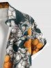 Chemise hawaïenne grande taille à imprimé floral, feuilles et branches, avec poches boutonnées pour homme - Blanc 2XL
