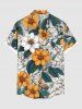 Chemise hawaïenne grande taille à imprimé floral, feuilles et branches, avec poches boutonnées pour homme - Blanc 2XL