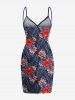 Plus Size Tropical Leaf Hibiscus Flower Print Hawaii Convertible Beach Cover Up -  
