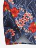 Plus Size Tropical Leaf Hibiscus Flower Print Hawaii Convertible Beach Cover Up -  