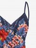 Plus Size Tropical Leaf Hibiscus Flower Print Hawaii Convertible Beach Cover Up -  