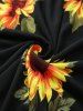 Sunflower Print Pocket A Line Cami Dress and Textured Cape Cloak Set -  