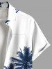Chemise grande taille à boutons et poches pour homme, motif crânes d'Halloween et cocotiers - Blanc 2XL