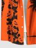 Chemise grande taille à boutons et poches pour homme, imprimé citrouille d'Halloween et cocotier - Orange 2XL