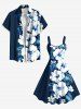 Plus Size Hibiscus Flowers Tropical Leaf Print Hawaii Tank Dress -  