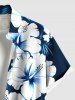 Plus Size Hibiscus Flowers Tropical Leaf Print Buttons Pocket Hawaii Shirt For Men -  
