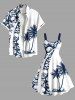 Plus Size Halloween Skulls Coconut Tree Print Tank Dress -  