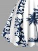Plus Size Halloween Skulls Coconut Tree Print Tank Dress -  