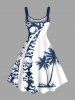Plus Size Halloween Skulls Coconut Tree Print Tank Dress -  