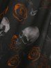 Robe grande taille à imprimé gothique crâne et rose, manches cloche en résille et épaules dénudées - Orange 3X | US 22-24