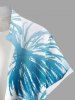 Plus Size Coconut Tree Ombre Colorblock Print Buttons Pocket Hawaii Shirt For Men -  