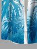 Plus Size Coconut Tree Ombre Colorblock Print Buttons Pocket Hawaii Shirt For Men -  