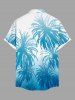 Plus Size Coconut Tree Ombre Colorblock Print Buttons Pocket Hawaii Shirt For Men -  