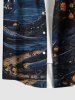 Plus Size Halloween Pumpkin Lantern Moon Print Buttons Pocket Shirt For Men -  