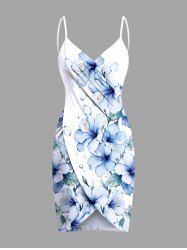Plus Size Flowers Leaf Tropical Print Convertible Hawaii Beach Cover -  