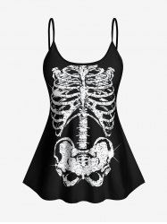 Haut tankini Halloween à imprimé squelette pailleté (bretelles réglables) - Noir 6X