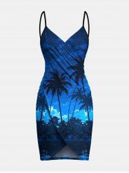 Plus Size Coconut Tree Sea Ombre Galaxy Print Hawaii Convertible Beach Cover Up -  