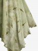 Tie Dye Print Surplice Lace Up Tank Top and Pintuck Buckle Waist Wide Leg Pants Plus Size Outfit -  