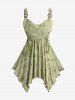 Tie Dye Print Surplice Lace Up Tank Top and Pintuck Buckle Waist Wide Leg Pants Plus Size Outfit -  
