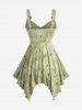 Tie Dye Print Surplice Lace Up Tank Top and Pintuck Buckle Waist Wide Leg Pants Plus Size Outfit -  