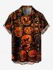 Tenue d'Halloween grande taille assortie pour couples, motif citrouille, crâne, squelette et fantôme - Orange Foncé 