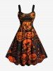 Tenue d'Halloween grande taille assortie pour couples, motif citrouille, crâne, squelette et fantôme - Orange Foncé 