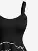 Tenue d'Halloween grande taille à imprimé poulpe, citrouille et chat pour couples - Noir 