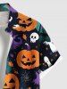 Halloween Pumpkin Ghost Bat Ombre Spider Web Print Plus Size Matching Outfit For Couples -  