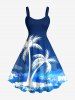 Coconut Tree Sea Waves Paint Splatter Print Plus Size Matching Hawaii Beach Outfit For Couples -  